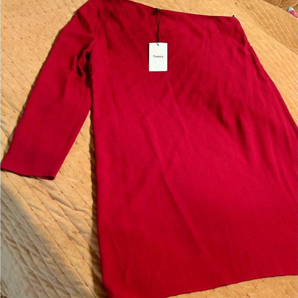 NWT. Red Theory one shoulder dress. Size 12.